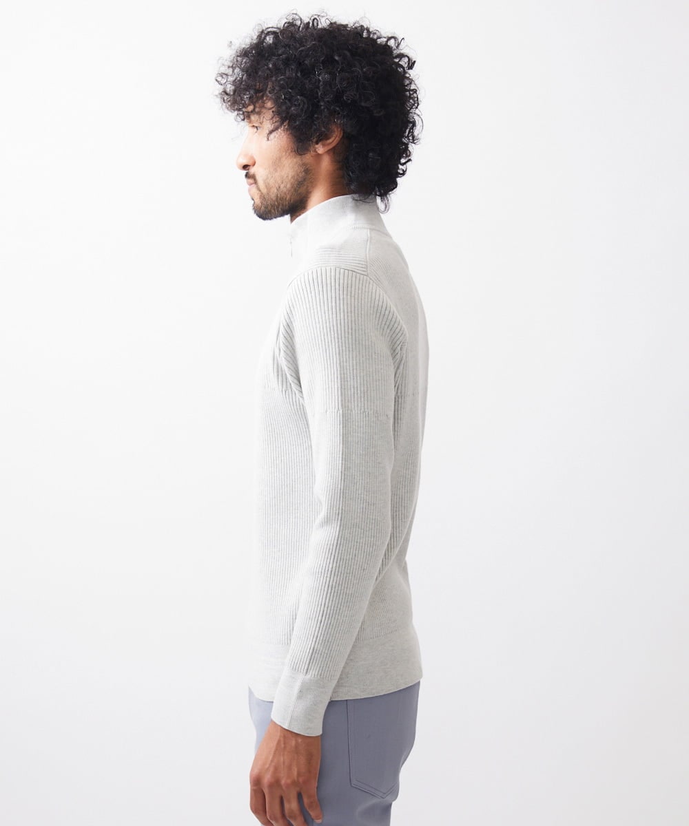 MNFCC62210 MICHEL KLEIN HOMME(ミッシェルクラン オム) リブ編みハーフジップニット ライトグレー