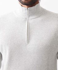 MNFCC62210 MICHEL KLEIN HOMME(ミッシェルクラン オム) リブ編みハーフジップニット ライトグレー