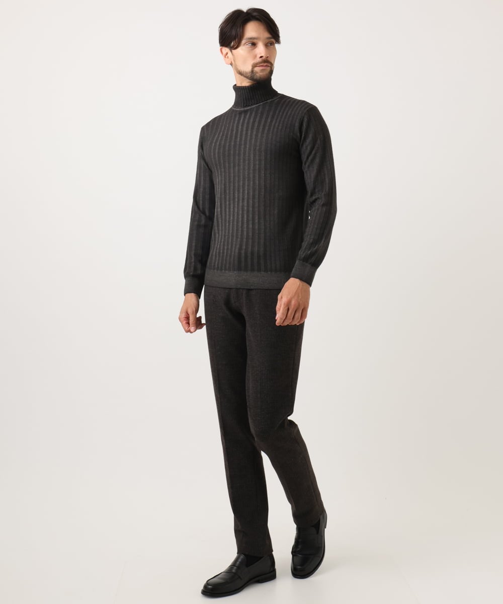 MNFCF11210 MICHEL KLEIN HOMME(ミッシェルクラン オム) ガーメントダイリブ　タートルネックニット ダークグレー
