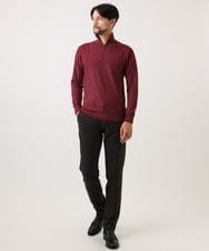 MNFCF12230 MICHEL KLEIN HOMME(ミッシェルクラン オム) ガーメントダイリブ　 ハーフジップニット パープル