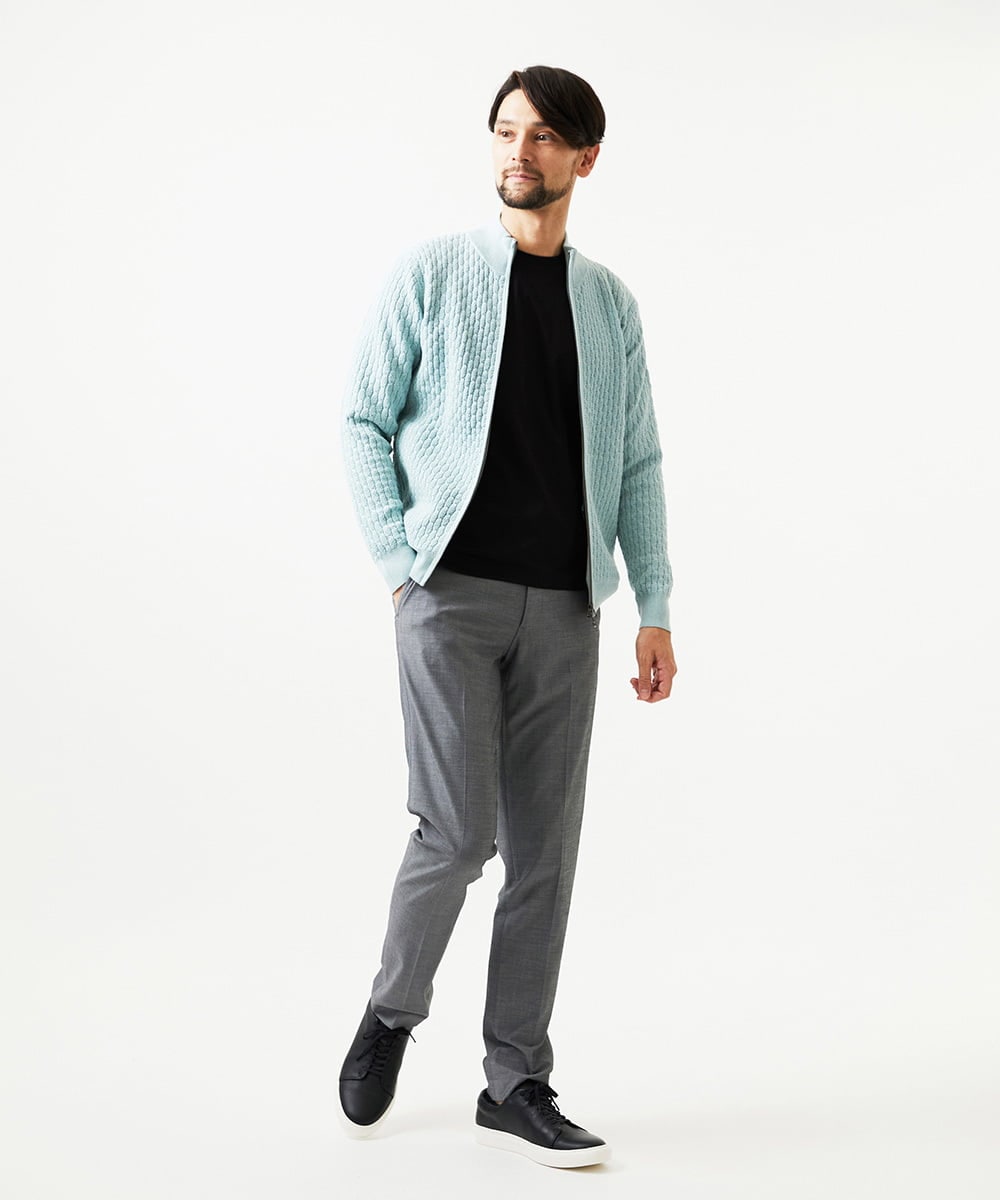 MNFCF50230 MICHEL KLEIN HOMME(ミッシェルクラン オム) スタンドカラ―ニットカーディガン グリーン
