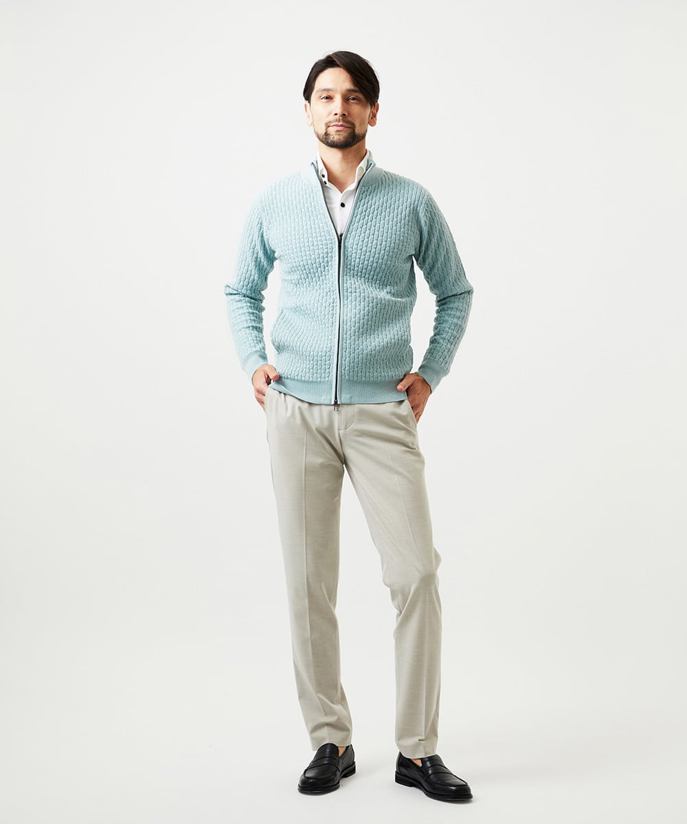 MNFCF50230 MICHEL KLEIN HOMME(ミッシェルクラン オム) スタンドカラ―ニットカーディガン グリーン