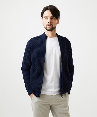 MNFCF50230 MICHEL KLEIN HOMME スタンドカラ―ニットカーディガン