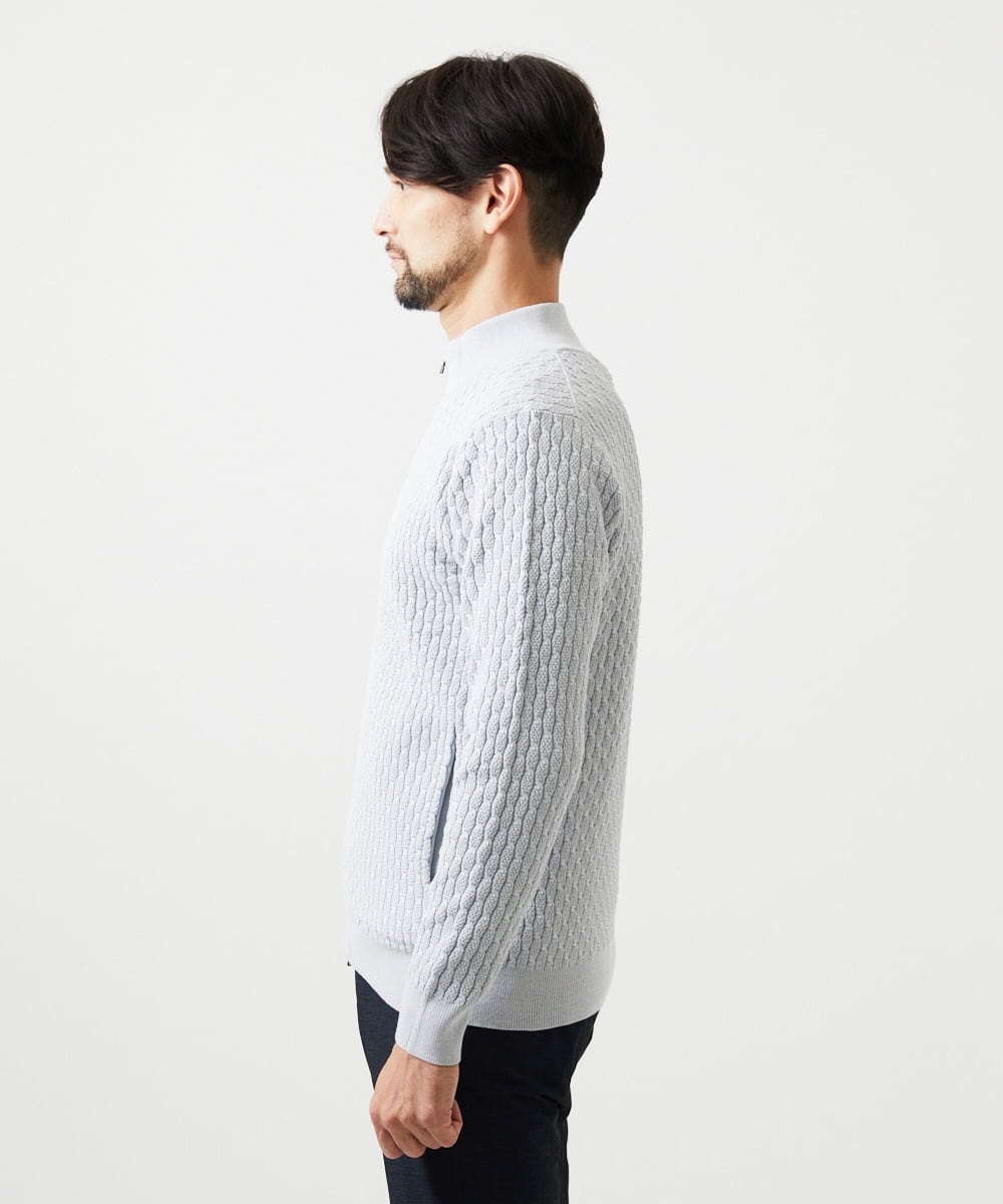 MNFCF50230 MICHEL KLEIN HOMME(ミッシェルクラン オム) スタンドカラ―ニットカーディガン ライトグレー