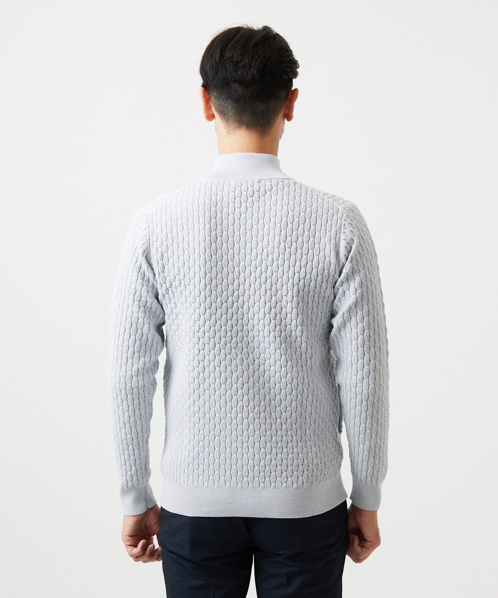 MNFCF50230 MICHEL KLEIN HOMME(ミッシェルクラン オム) スタンドカラ―ニットカーディガン ライトグレー