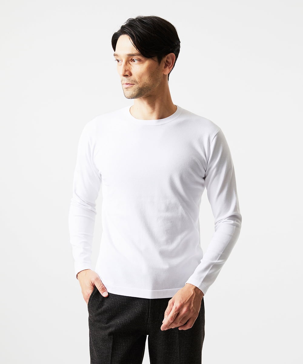 MNFCF59210 MICHEL KLEIN HOMME(ミッシェルクラン オム) モワール　クルーネックニット ホワイト