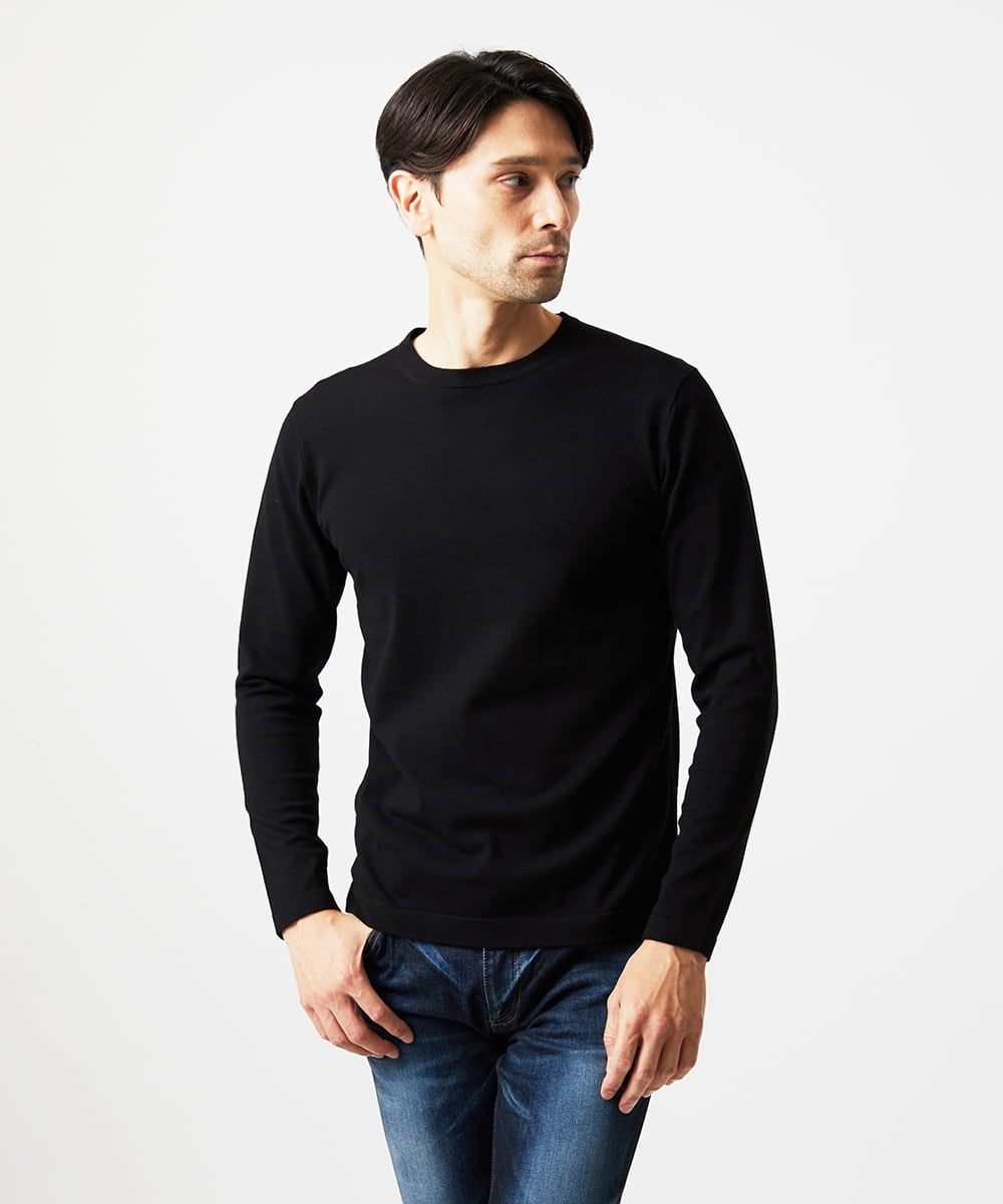 MNFCF59210 MICHEL KLEIN HOMME(ミッシェルクラン オム) モワール　クルーネックニット ブラック