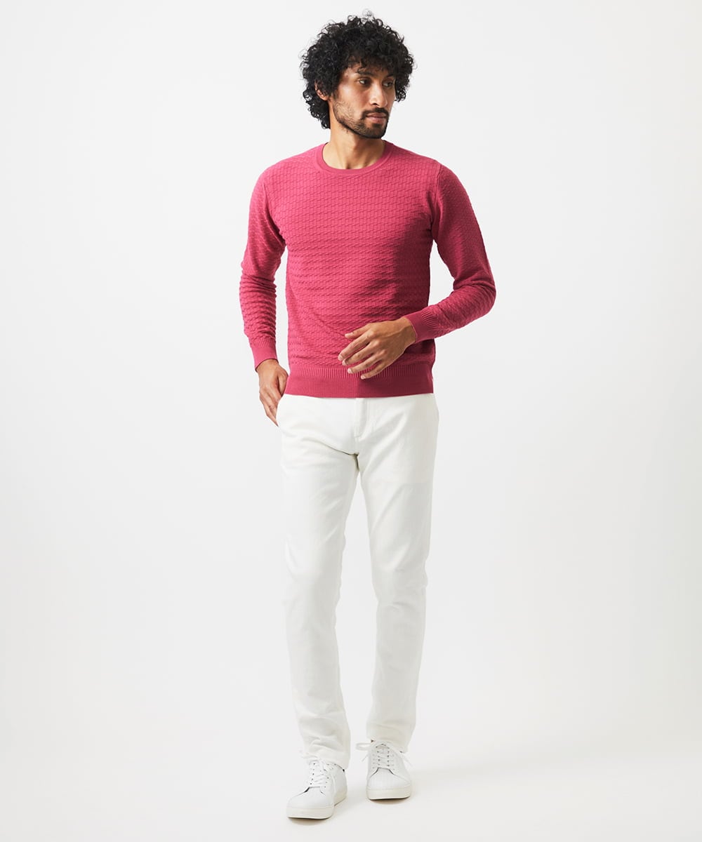 MNFDC50200 MICHEL KLEIN HOMME(ミッシェルクラン オム) クラシカルクルーネックニット ピンク