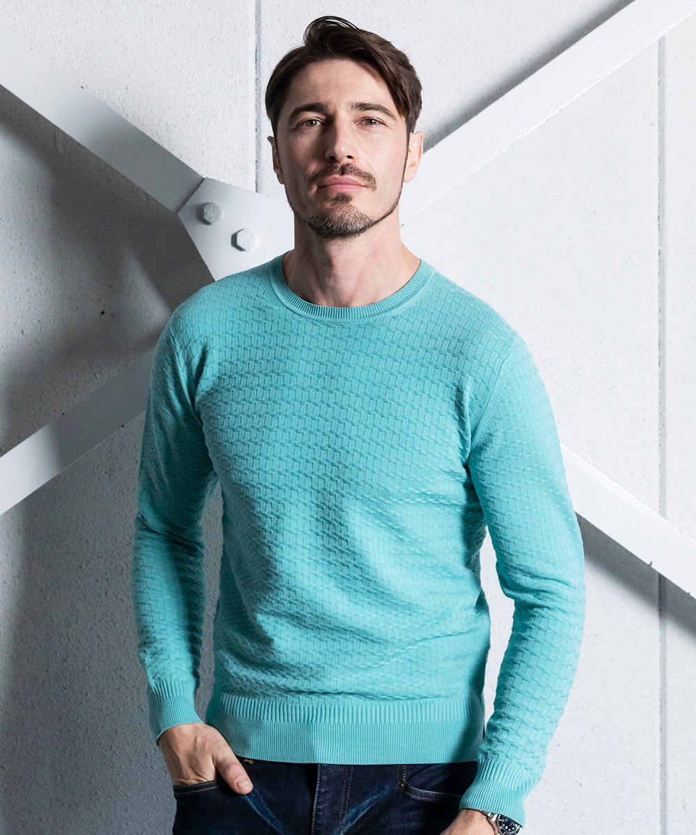 MNFDC50200 MICHEL KLEIN HOMME(ミッシェルクラン オム) クラシカルクルーネックニット グリーン