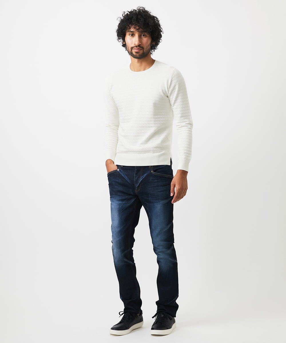 MNFDC50200 MICHEL KLEIN HOMME(ミッシェルクラン オム) クラシカルクルーネックニット ホワイト