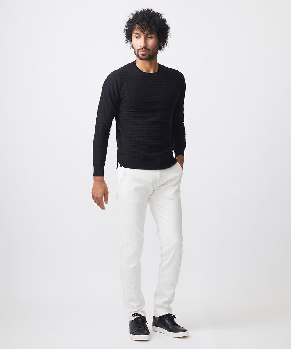 MNFDC50200 MICHEL KLEIN HOMME(ミッシェルクラン オム) クラシカルクルーネックニット ブラック