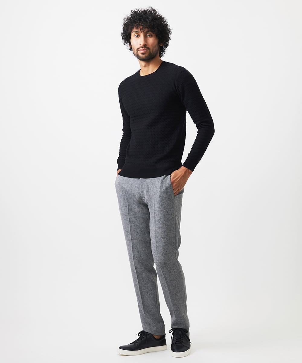 MNFDC50200 MICHEL KLEIN HOMME(ミッシェルクラン オム) クラシカルクルーネックニット ブラック