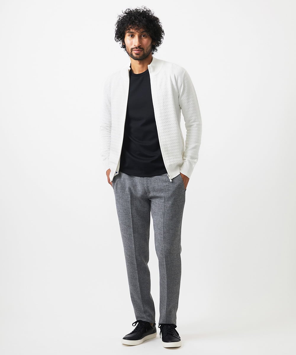 MNFDC51230 MICHEL KLEIN HOMME(ミッシェルクラン オム) クラシカルニットZIPアップカーディガン ホワイト