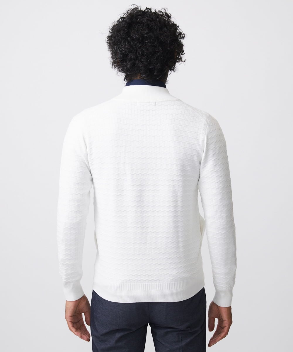 MNFDC51230 MICHEL KLEIN HOMME(ミッシェルクラン オム) クラシカルニットZIPアップカーディガン ホワイト