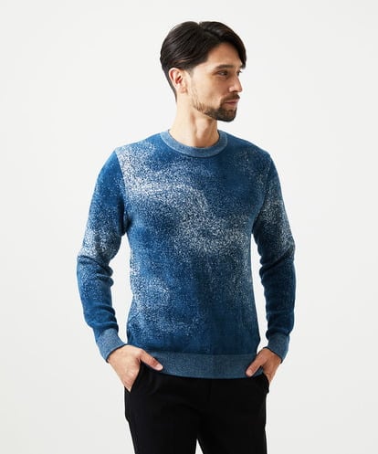 MNFDD62390 MICHEL KLEIN HOMME 《日本製》スモーク柄クルーネックモールニット