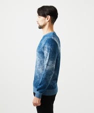 MNFDD62390 MICHEL KLEIN HOMME(ミッシェルクラン オム) 《日本製》スモーク柄クルーネックモールニット ブルー