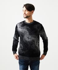 MNFDD62390 MICHEL KLEIN HOMME(ミッシェルクラン オム) 《日本製》スモーク柄クルーネックモールニット ブラック