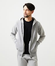 MNFDF52230 MICHEL KLEIN HOMME(ミッシェルクラン オム) 【セットアップ】ニットジップアップパーカー ライトグレー