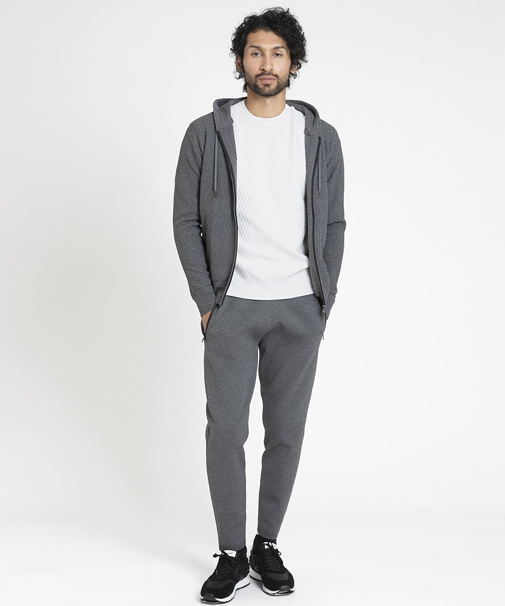 MNFDV40200 MICHEL KLEIN HOMME(ミッシェルクラン オム) 【2024年モデル】ニットZIPアップパーカー セットアップ ダークグレー(93)