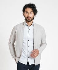 MNFDX51230 MICHEL KLEIN HOMME(ミッシェルクラン オム) 矢羽ニットZIPアップカーディガン オフホワイト(81)