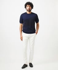 MNFGC56270 MICHEL KLEIN HOMME(ミッシェルクラン オム) ダイアゴナル柄クルーネック半袖ニット ネイビー