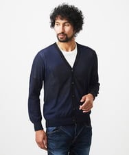 MNFGC57360 MICHEL KLEIN HOMME(ミッシェルクラン オム) ダイアゴナル柄ニットカーディガン ネイビー