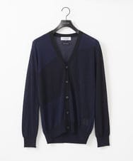 MNFGC57360 MICHEL KLEIN HOMME(ミッシェルクラン オム) ダイアゴナル柄ニットカーディガン ネイビー