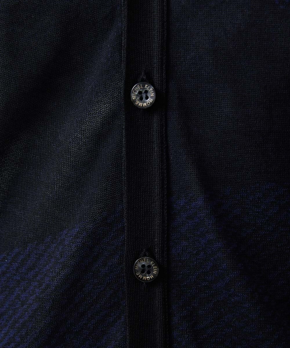 MNFGC57360 MICHEL KLEIN HOMME(ミッシェルクラン オム) ダイアゴナル柄ニットカーディガン ネイビー