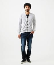 MNFGC57360 MICHEL KLEIN HOMME(ミッシェルクラン オム) ダイアゴナル柄ニットカーディガン ライトグレー