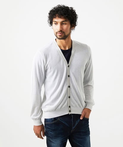 MNFGC57360 MICHEL KLEIN HOMME ダイアゴナル柄ニットカーディガン