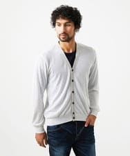 MNFGC57360 MICHEL KLEIN HOMME(ミッシェルクラン オム) ダイアゴナル柄ニットカーディガン ライトグレー