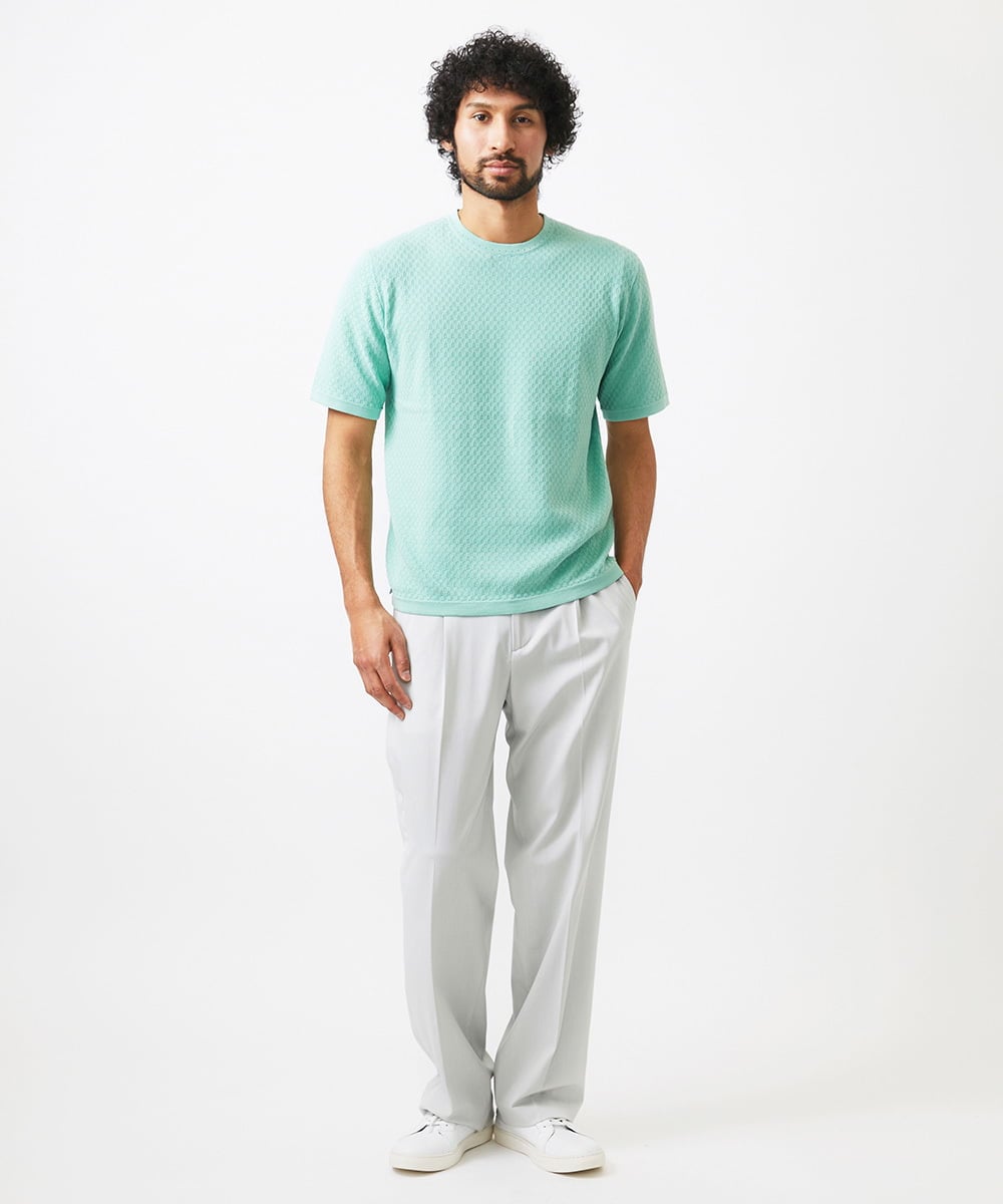 MNFHC54210 MICHEL KLEIN HOMME(ミッシェルクラン オム) モノグラム柄半袖ニット グリーン