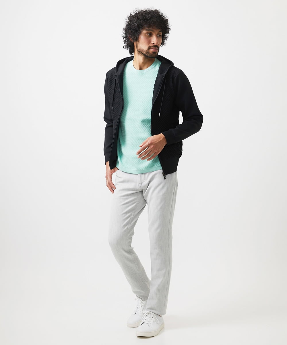 MNFHC54210 MICHEL KLEIN HOMME(ミッシェルクラン オム) モノグラム柄半袖ニット グリーン