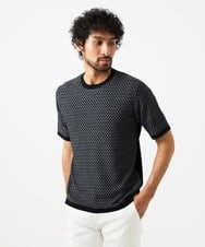 MNFHC54210 MICHEL KLEIN HOMME(ミッシェルクラン オム) モノグラム柄半袖ニット ブラック