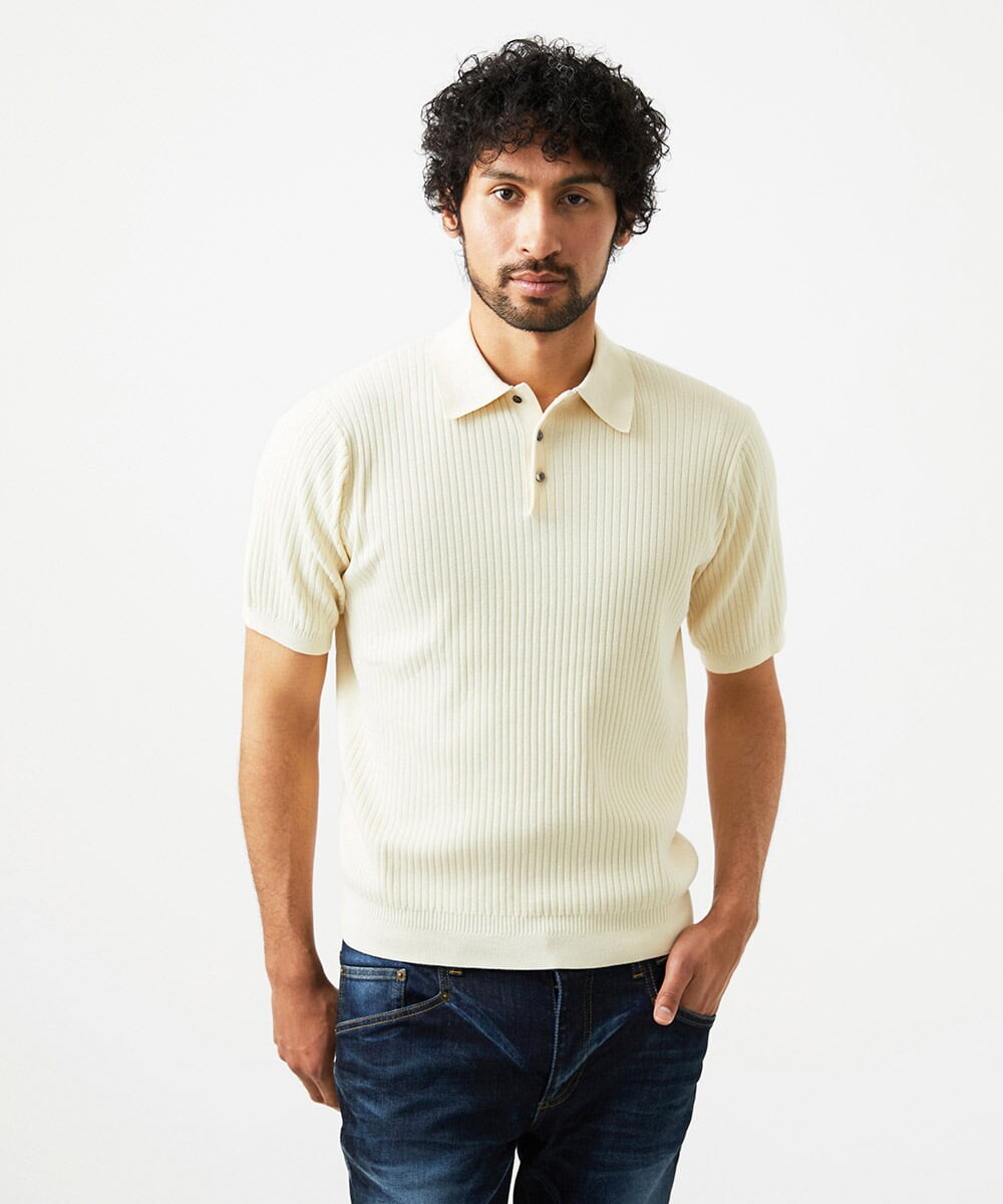 MNFHC55230 MICHEL KLEIN HOMME(ミッシェルクラン オム) ニットポロシャツ アイボリー