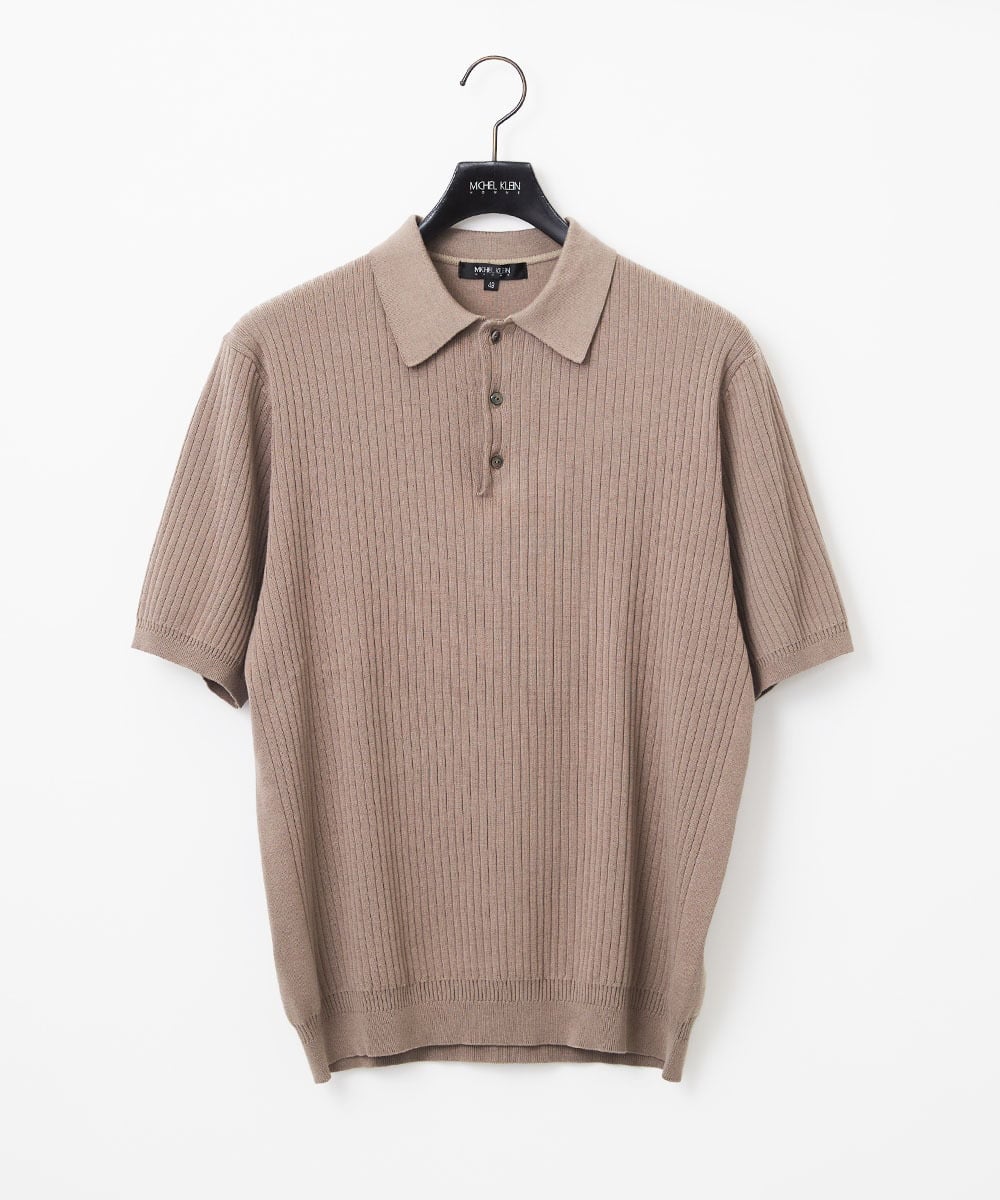 MNFHC55230 MICHEL KLEIN HOMME(ミッシェルクラン オム) ニットポロシャツ ベージュ