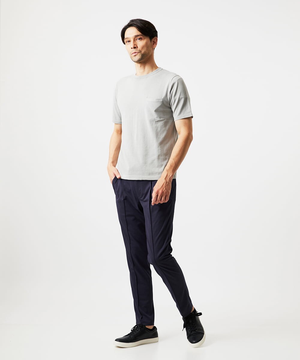 MNFJC52210 MICHEL KLEIN HOMME(ミッシェルクラン オム) クルーネック半袖ニット ライトグレー