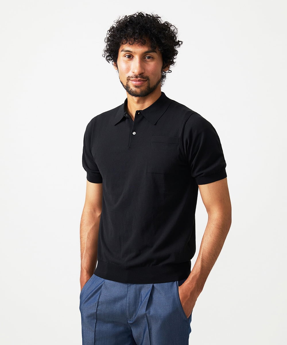 MNFJC53230 MICHEL KLEIN HOMME(ミッシェルクラン オム) 半袖ニットポロシャツ ブラック