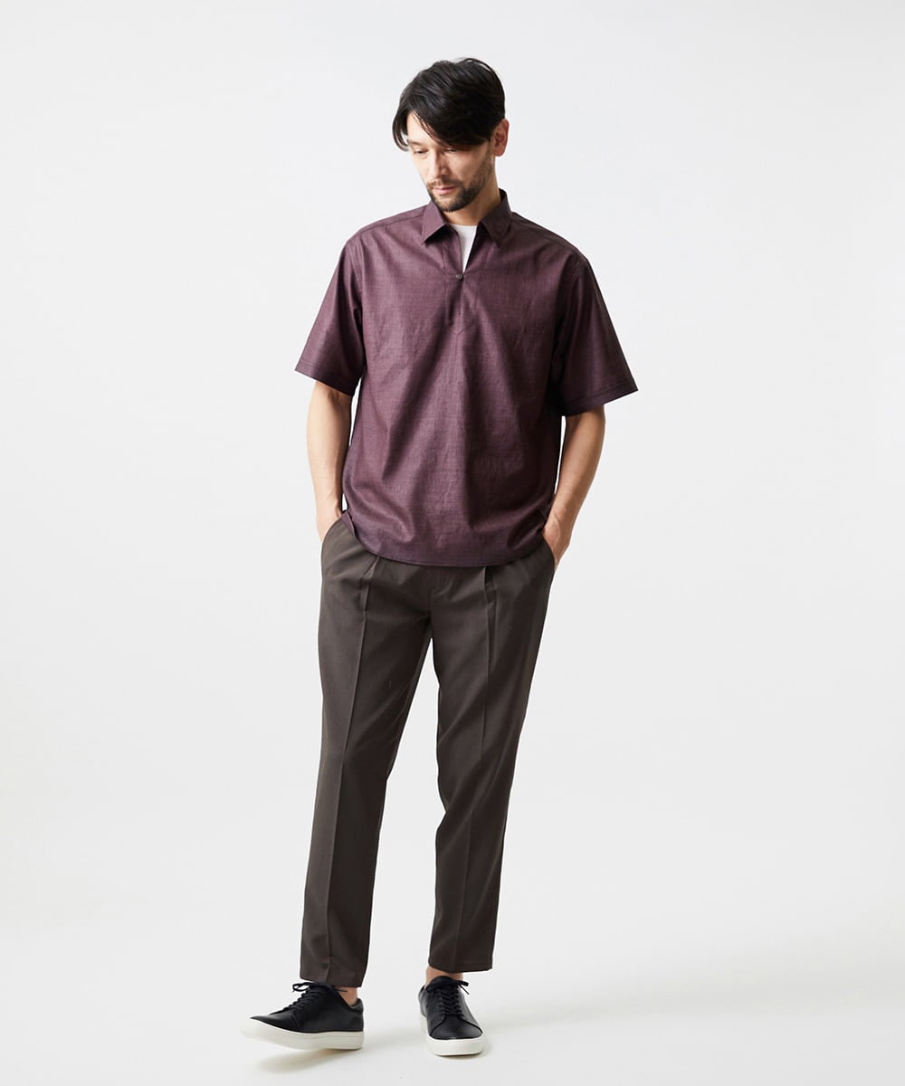 MNHIF51230 MICHEL KLEIN HOMME(ミッシェルクラン オム) クールスラックスイージーパンツ ブラウン