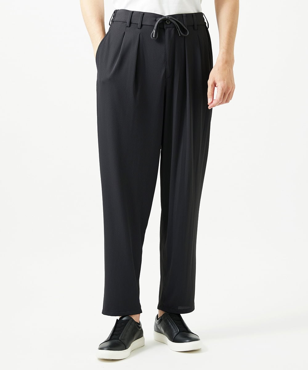 MNHJD64250 MICHEL KLEIN HOMME(ミッシェルクラン オム) サッカーストライプ織りワイドパンツ ダークグレー