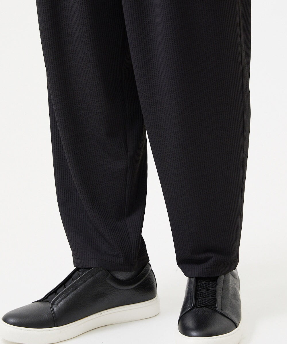 MNHJD64250 MICHEL KLEIN HOMME(ミッシェルクラン オム) サッカーストライプ織りワイドパンツ ブラック