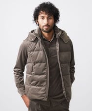 MNJAA56490 MICHEL KLEIN HOMME(ミッシェルクラン オム) トリコットベロアダウンベスト セットアップ ブラウン