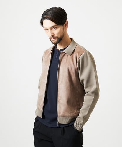 MNJAG50450 MICHEL KLEIN HOMME 異素材MIXニットブルゾン