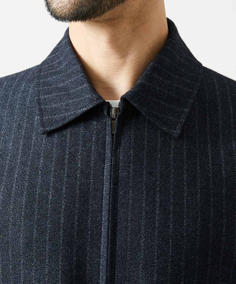 MNJAI53530 MICHEL KLEIN HOMME(ミッシェルクラン オム) 【セットアップ】ストライプ柄ウールコットンジップブルゾン ネイビー