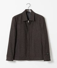 MNJAI53530 MICHEL KLEIN HOMME(ミッシェルクラン オム) 【セットアップ】ストライプ柄ウールコットンジップブルゾン ブラウン