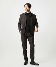 MNJAI53530 MICHEL KLEIN HOMME(ミッシェルクラン オム) 【セットアップ】ストライプ柄ウールコットンジップブルゾン ブラウン