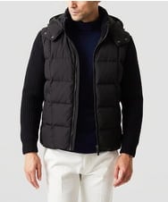MNJAI57590 MICHEL KLEIN HOMME(ミッシェルクラン オム) 異素材MIX袖ニットダウンジャケット ブラック
