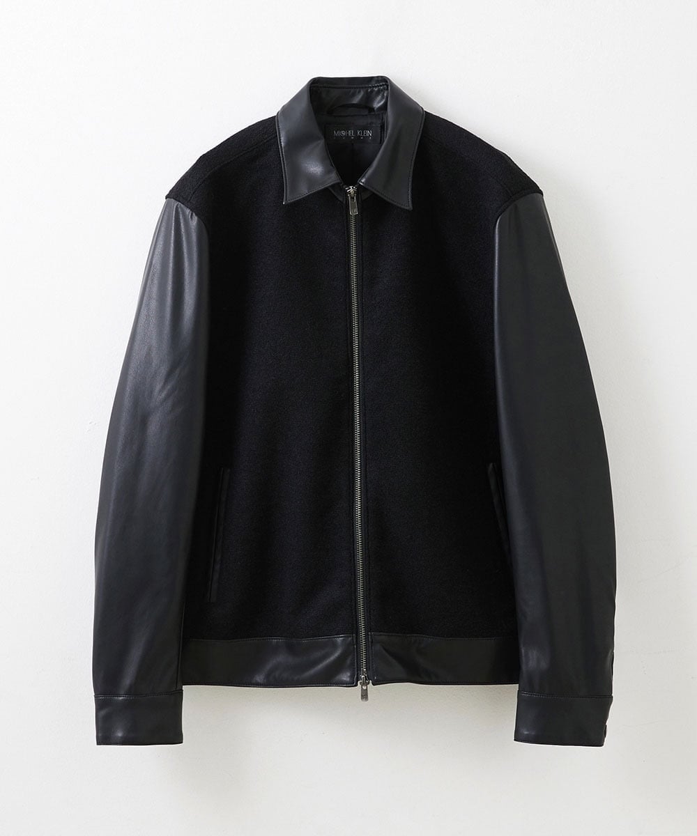 MNJAV84540 MICHEL KLEIN HOMME(ミッシェルクラン オム) ウールコンビネーションブルゾン ブラック