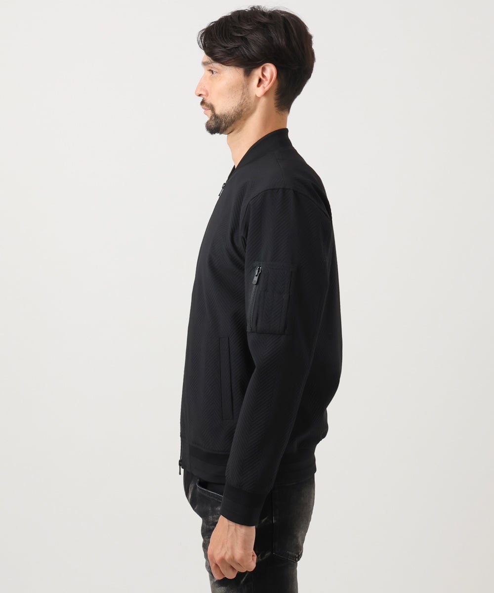 MNJCD52450 MICHEL KLEIN HOMME(ミッシェルクラン オム) 【セットアップ】ビックへリンボンMA-1ブルゾン ブラック
