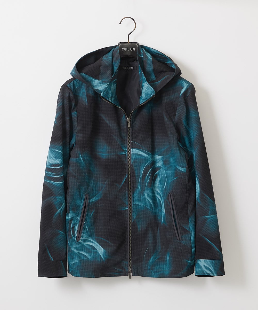 MNJGA54500 MICHEL KLEIN HOMME(ミッシェルクラン オム) スモーク柄メッシュパーカーブルゾン ブラック